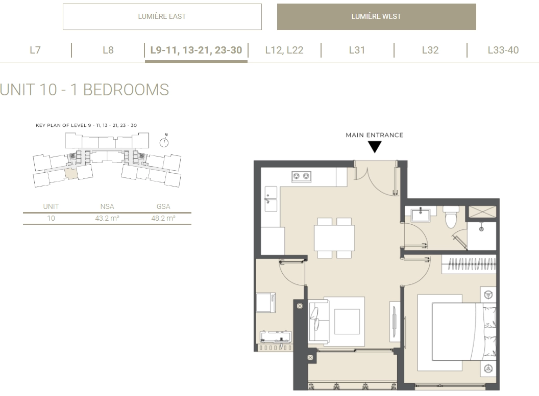 Lumiere Riverside 1 phòng ngủ bán